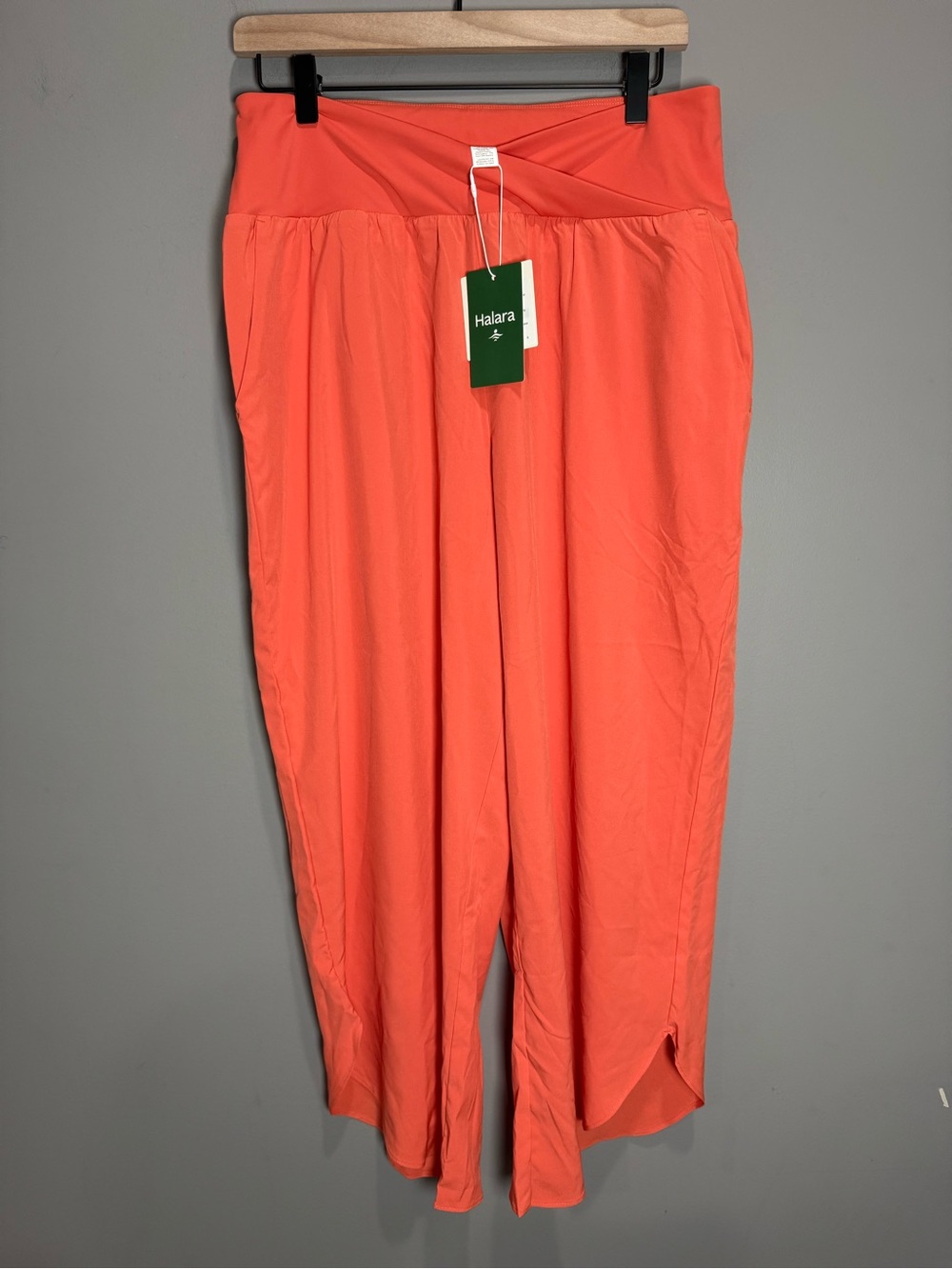 Halara BreezeFul High Waist Cropped Wide Leg Pants Coral Orange L NWT